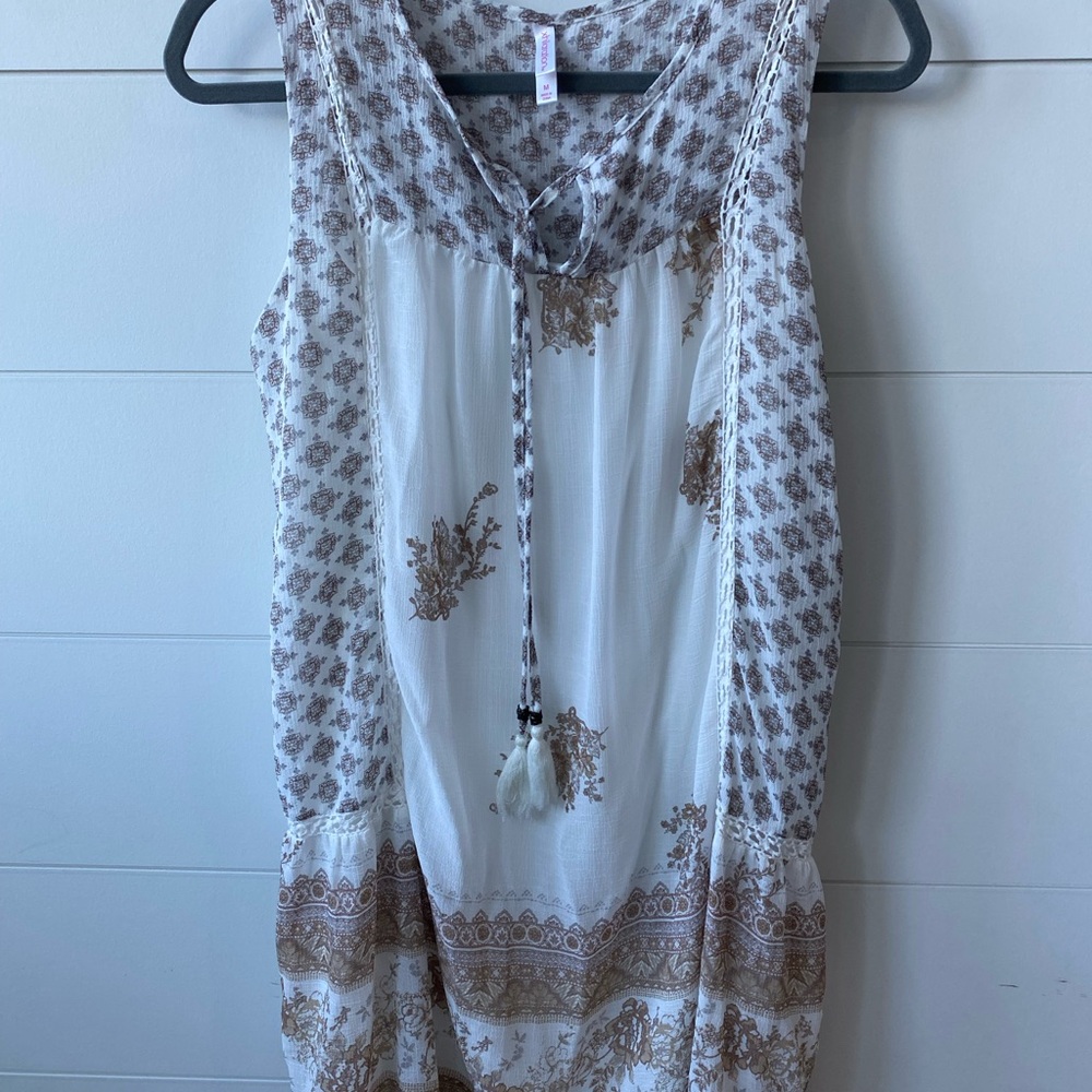 White and Brown Patterned Dress